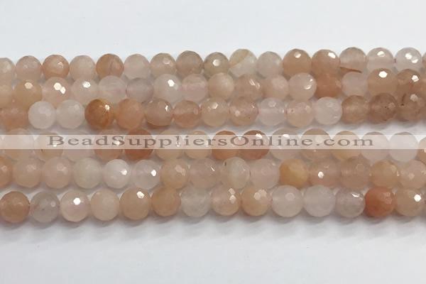 CPI217 15.5 inches 8mm faceted round pink aventurine jade beads wholesale