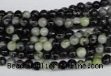 CPJ201 15.5 inches 4mm round green picasso jasper beads