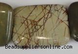 CPJ360 15.5 inches 30*40mm rectangle picasso jasper gemstone beads