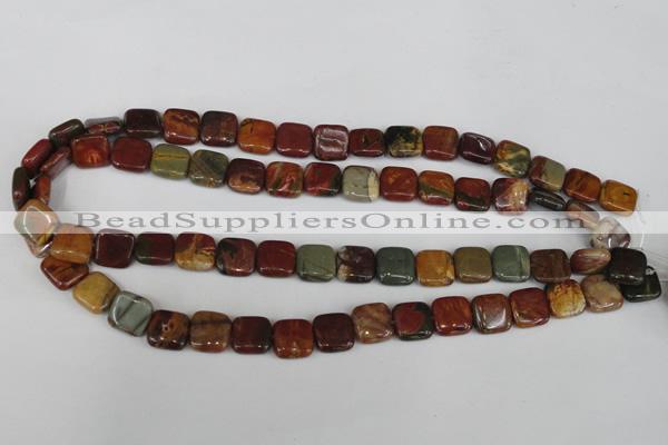 CPJ361 15.5 inches 12*12mm square picasso jasper gemstone beads