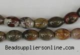 CPJ365 15.5 inches 8*10mm rice picasso jasper gemstone beads