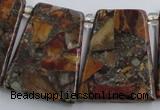 CPJ378 Top drilled 22*26mm trapezoid picasso jasper & pyrite beads