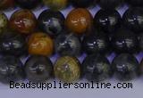 CPJ472 15.5 inches 8mm round black picasso jasper beads wholesale