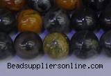 CPJ474 15.5 inches 12mm round black picasso jasper beads wholesale