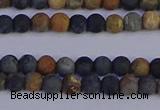 CPJ490 15.5 inches 4mm round matte black picasso jasper beads