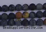 CPJ491 15.5 inches 6mm round matte black picasso jasper beads