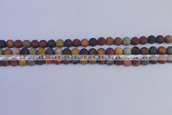 CPJ502 15.5 inches 8mm round matte picasso jasper beads wholesale