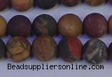 CPJ503 15.5 inches 10mm round matte picasso jasper beads wholesale