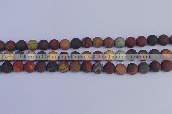 CPJ504 15.5 inches 12mm round matte picasso jasper beads wholesale