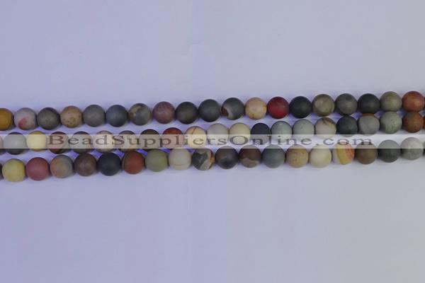 CPJ512 15.5 inches 8mm round matte polychrome jasper beads wholeasle