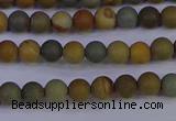 CPJ520 15.5 inches 4mm round matte wildhorse picture jasper beads