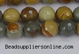 CPJ542 15.5 inches 8mm faceted round wildhorse picture jasper beads