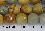 CPJ543 15.5 inches 10mm faceted round wildhorse picture jasper beads