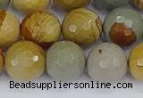 CPJ544 15.5 inches 12mm faceted round wildhorse picture jasper beads