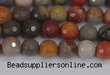 CPJ547 15.5 inches 6mm faceted round polychrome jasper beads