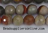 CPJ548 15.5 inches 8mm faceted round polychrome jasper beads