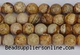 CPJ555 15.5 inches 4mm faceted round picture jasper beads