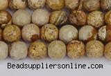 CPJ556 15.5 inches 6mm faceted round picture jasper beads