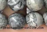 CPJ584 15.5 inches 12mm round grey picture jasper beads wholesale