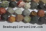 CPJ590 15.5 inches 6mm faceted nuggets matte polychrome jasper beads