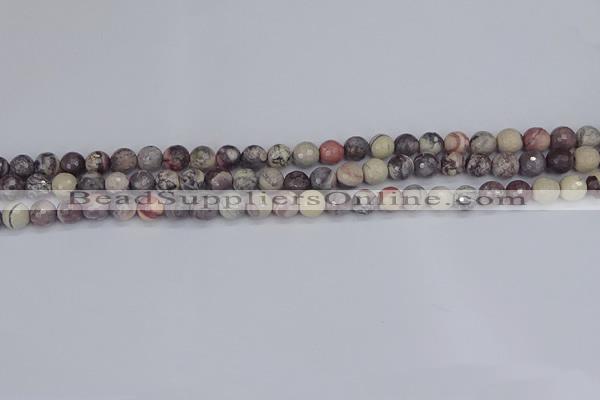 CPJ610 15.5 inches 4mm faceted round purple striped jasper beads