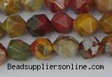 CPJ626 15.5 inches 6mm faceted nuggets picasso jasper beads