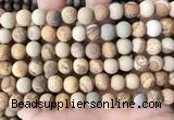 CPJ652 15.5 inches 8mm round matte picture jasper beads wholesale