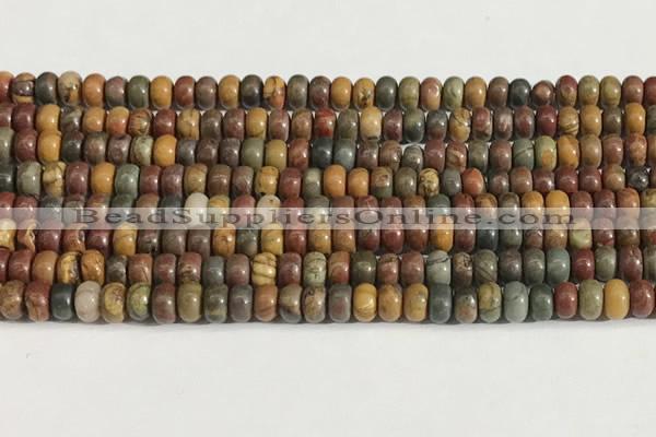 CPJ676 15.5 inches 2.5*4mm rondelle picasso jasper beads wholesale