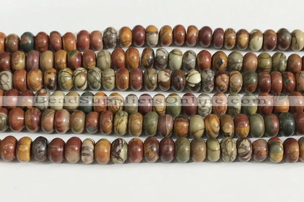 CPJ678 15.5 inches 5*8mm rondelle picasso jasper beads wholesale