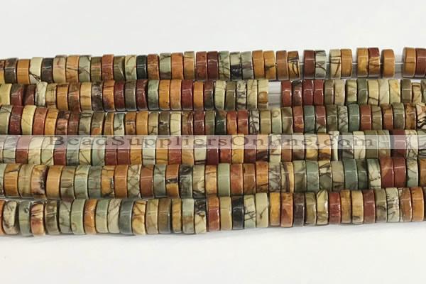 CPJ682 15.5 inches 3*8mm heishi picasso jasper beads wholesale