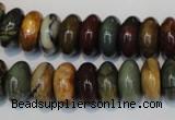 CPJ69 15.5 inches 7*14mm rondelle picasso jasper gemstone beads