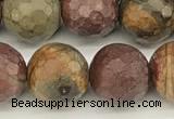 CPJ692 15 inches 10mm faceted round picasso jasper beads