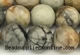 CPJ718 15 inches 12mm faceted round black picasso jasper gemstone beads