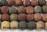 CPJ735 15 inches 4mm round matte picasso jasper beads