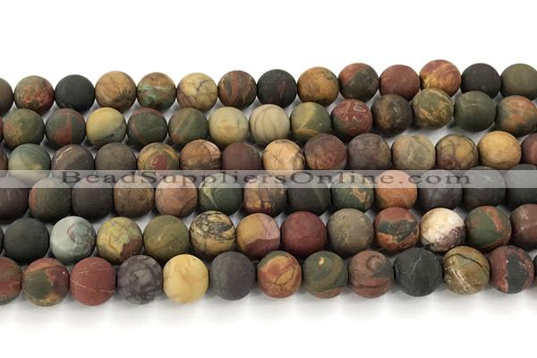 CPJ737 15 inches 8mm round matte picasso jasper beads