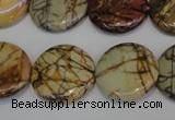 CPJ80 15.5 inches 25mm flat round picasso jasper gemstone beads