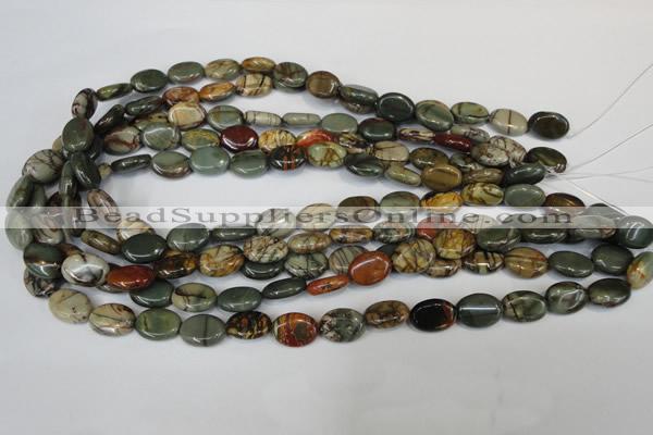 CPJ83 15.5 inches 10*14mm oval picasso jasper gemstone beads