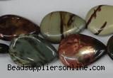 CPJ90 15.5 inches 18*25mm flat teardrop picasso jasper gemstone beads