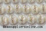 CPL01 15.5 inches 9*10mm nuggets pearl with rhinestone beads