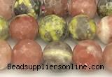 CPM11 15 inches 6mm faceted round red plum blossom jade beads