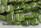 CPO07 15.5 inches 10*10mm square olivine gemstone beads wholesale