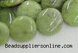 CPO18 15.5 inches 20mm flat round olivine gemstone beads wholesale