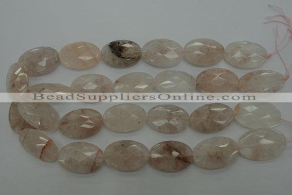 CPQ222 15.5 inches 20*30mm faceted oval natural pink quartz beads