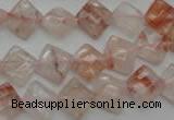 CPQ224 15.5 inches 10*10mm faceted diamond natural pink quartz beads