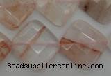 CPQ228 15.5 inches 20*20mm faceted diamond natural pink quartz beads