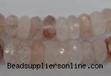 CPQ246 15.5 inches 6*12mm faceted rondelle natural pink quartz beads