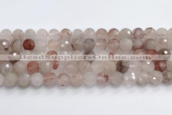 CPQ320 15.5 inches 10mm faceted round pink quartz beads