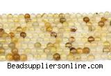 CPQ350 15.5 inches 4mm round yellow quartz gemstone beads