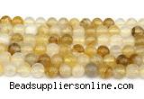 CPQ352 15.5 inches 8mm round yellow quartz gemstone beads