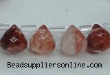 CPQ41 Top-drilled 7*7mm faceted teardrop natural pink quartz beads